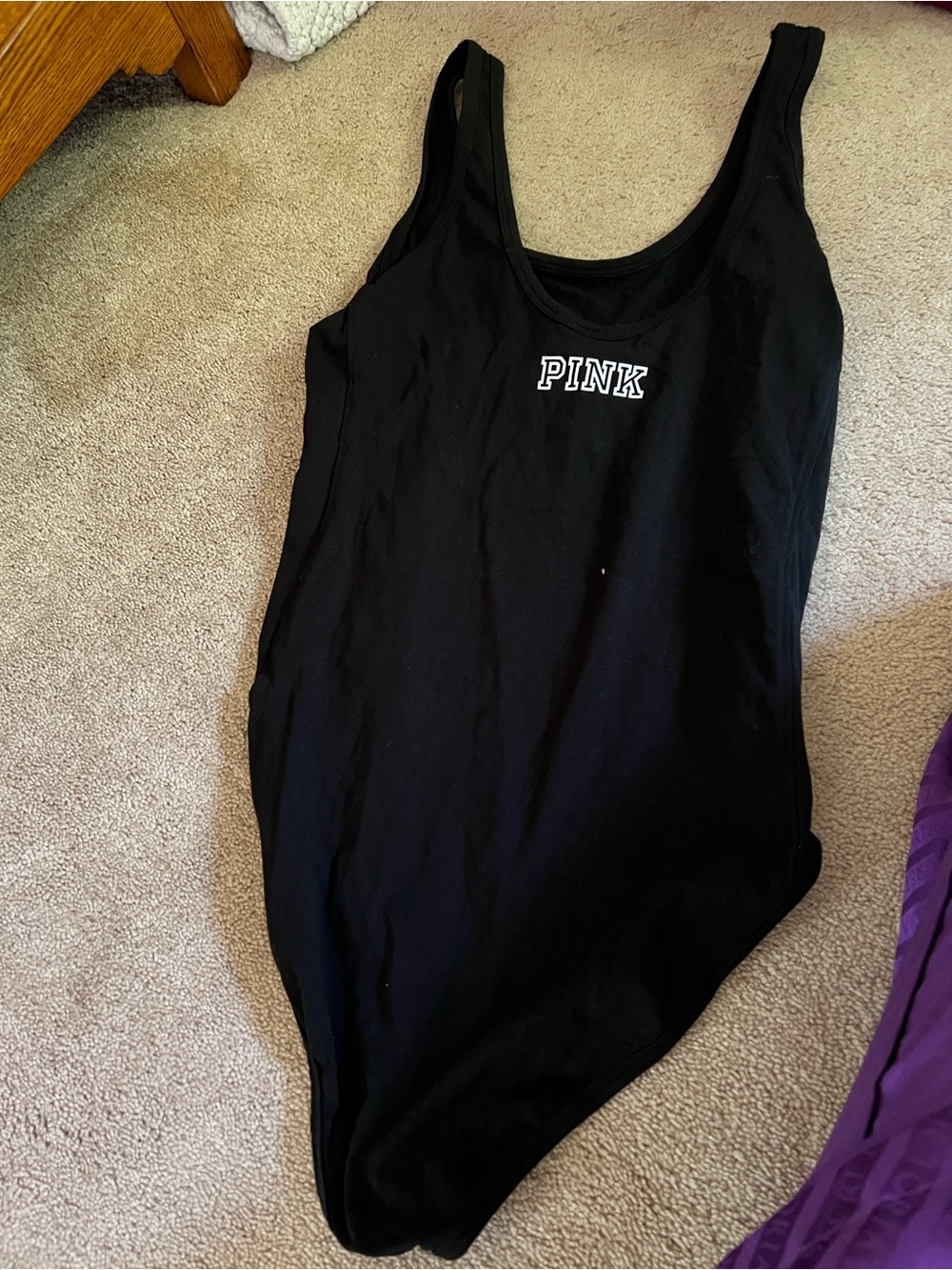 PINK BY VS bodysuit black white logo sz sm